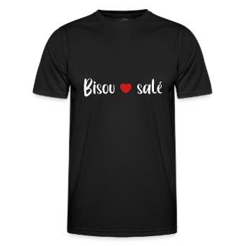 Bisous salé - T-shirt sport Homme - noir - Devant - AI Model Male 178 dark (178cm)