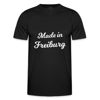 Né à Fribourg - T-shirt sport Homme - noir - Devant - AI Model Male 178 dark (178cm)