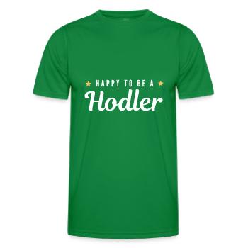 happy Hodler | Bitcoin & Cryptocurrency - Men's Functional T-Shirt - kelly green - Front - AI Model Male 178 dark (178cm)