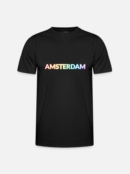 Gay Amsterdam Rainbow - Men's Functional T-Shirt - black