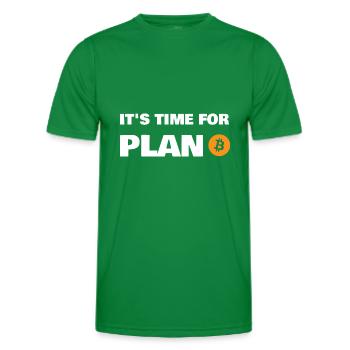 Il est temps pour plan B Bitcoin Crypto BTC - T-shirt sport Homme - vert - Devant - AI Model Male 178 dark (178cm)