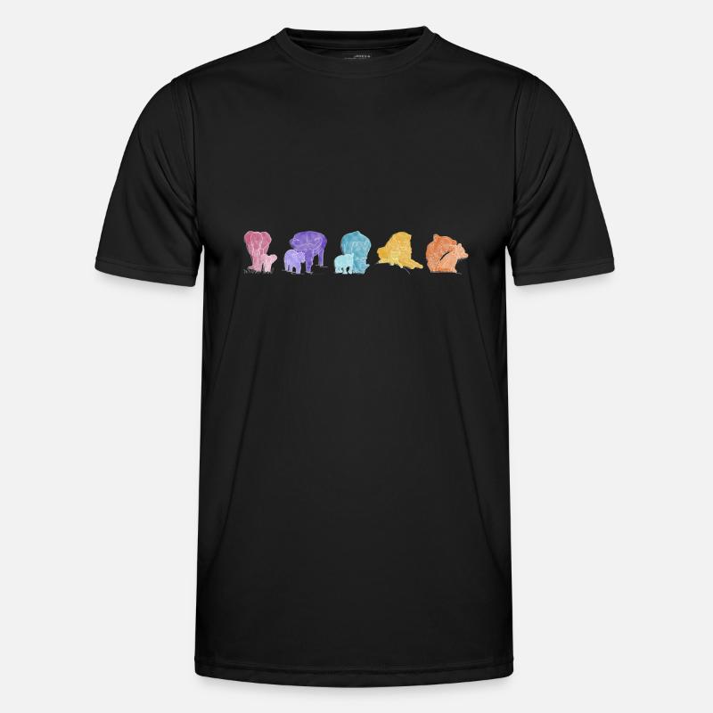 Boho Line Art Design, Series "Big 5" - Men's Functional T-Shirt - black