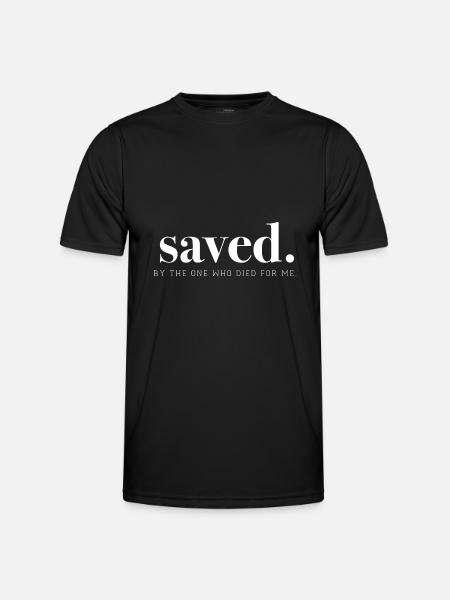 Saved by Jesus - Männer Funktions-T-Shirt - Schwarz