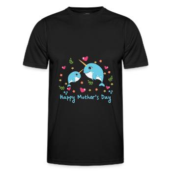 Tiermutter Narwal zum Muttertag - Männer Funktions-T-Shirt - Schwarz - Vorne - AI Model Male 178 dark (178cm)
