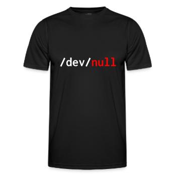 Dev null red web developer humor funny - Men's Functional T-Shirt - black - Front - AI Model Male 178 dark (178cm)