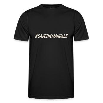 #savethemanuals - Getriebe - Gearbox - Manuell - Männer Funktions-T-Shirt - Schwarz - Vorne - AI Model Male 178 dark (178cm)