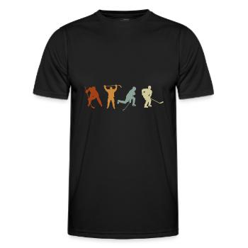Retro Eishockey Spieler Center Defense Hockey - Männer Funktions-T-Shirt - Schwarz - Vorne - AI Model Male 178 dark (178cm)