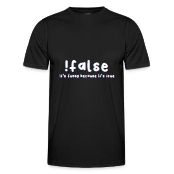 False It's funny because it's a real - Men's Functional T-Shirt - black - Front - AI Model Male 178 dark (178cm)