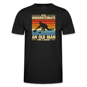Ne sous-estimez jamais un vieil homme avec un balai - T-shirt sport Homme - noir - Devant - AI Model Male 178 dark (178cm)