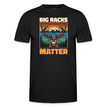 Big Racks Matter - Lustiges Hirschjagd Design - Männer Funktions-T-Shirt - Schwarz - Vorne - AI Model Male 178 dark (178cm)