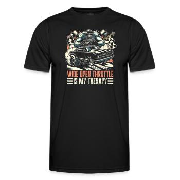Wide Open Throttle - Therapy for Motorsport Fans - Men's Functional T-Shirt - black - Front - AI Model Male 178 dark (178cm)