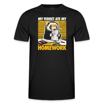 Mon furet a mangé mes devoirs - Cadeau furet - T-shirt sport Homme - noir - Devant - AI Model Male 178 dark (178cm)