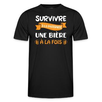 Survivre à la paternité une bière à la fois tshirt - T-shirt sport Homme - noir - Devant - AI Model Male 178 dark (178cm)