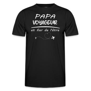 Papa voyageur et fier de l'être t-shirt - T-shirt sport Homme - noir - Devant - AI Model Male 178 dark (178cm)