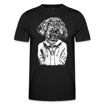 Ein junger Malteser Hund mit Dackelblick im Hoodie - Männer Funktions-T-Shirt - Schwarz - Vorne - AI Model Male 178 dark (178cm)