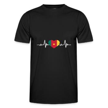 Drapeau Cameroun Coeur Cameroun Rétro - T-shirt sport Homme - noir - Devant - AI Model Male 178 dark (178cm)