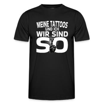 Meine Tattoos und ich - Männer Funktions-T-Shirt - Schwarz - Vorne - AI Model Male 178 dark (178cm)