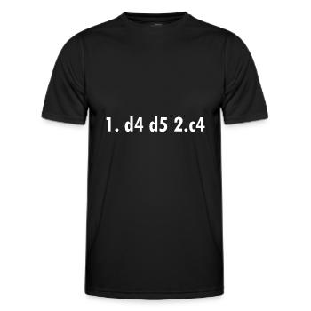 1. d4 d5 2.c4 Chess Player Grandmaster Board Game - Men's Functional T-Shirt - black - Front - AI Model Male 178 dark (178cm)