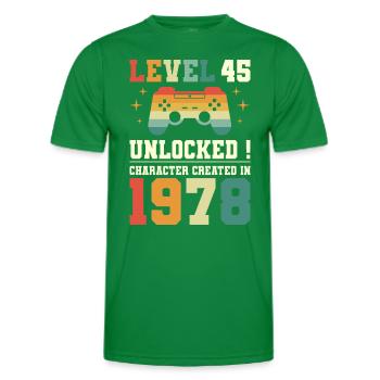 Level 45 Geburtstagsspieler 45 Jahre - Männer Funktions-T-Shirt - Kelly Green - Vorne - AI Model Male 178 dark (178cm)