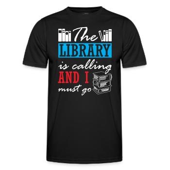 The Library is Calling and I Must Go - Men's Functional T-Shirt - black - Front - AI Model Male 178 dark (178cm)