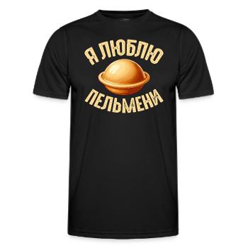 Ich liebe Pelmeni Spruch auf Russisch lustig - Männer Funktions-T-Shirt - Schwarz - Vorne - AI Model Male 178 dark (178cm)