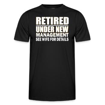 Retraité sous la nouvelle direction Voir sa femme pour plus de détails - T-shirt sport Homme - noir - Devant - AI Model Male 178 dark (178cm)