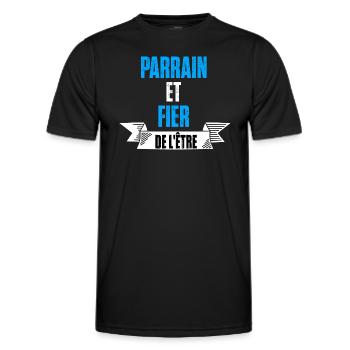 Parrain et fier de l'être humour homme t-shirt - T-shirt sport Homme - noir - Devant - AI Model Male 178 dark (178cm)