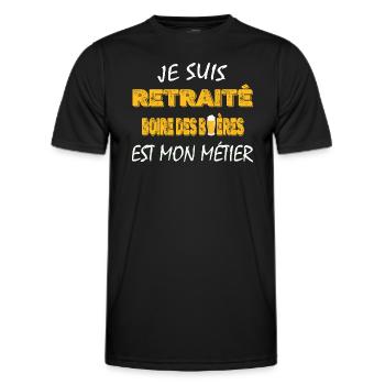je suis retraité t-shirt bière grand-père humour - T-shirt sport Homme - noir - Devant - AI Model Male 178 dark (178cm)