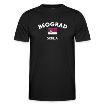 Belgrade Belgrade Serbia Serbia Flag - Men's Functional T-Shirt - black - Front - AI Model Male 178 dark (178cm)