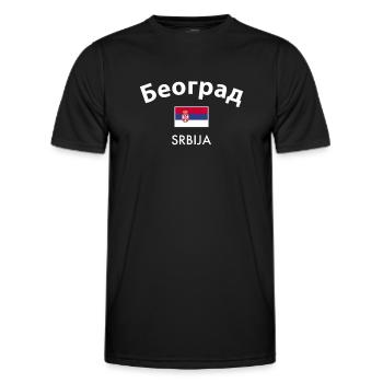 Belgrade Belgrade Serbia Serbia Flag - Men's Functional T-Shirt - black - Front - AI Model Male 178 dark (178cm)