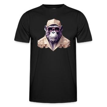 Cool monkey in wrinkled robe - Men's Functional T-Shirt - black - Front - AI Model Male 178 dark (178cm)