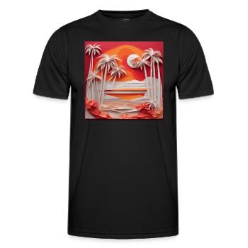 Plage d’Origami - T-shirt sport Homme - noir - Devant - AI Model Male 178 dark (178cm)
