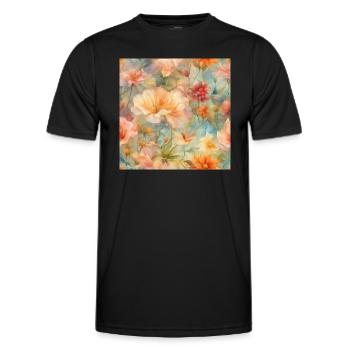 Mer de fleurs - T-shirt sport Homme - noir - Devant - AI Model Male 178 dark (178cm)