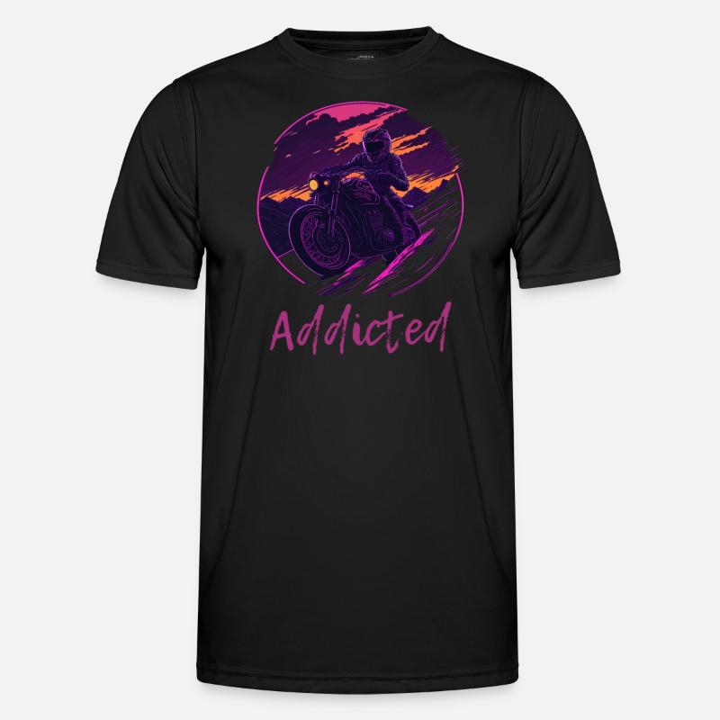 Synthwave Motorcycle Addicted - Men's Functional T-Shirt - black