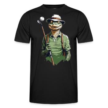 Krokodil Golfer Golfspieler Streetwear Design - Männer Funktions-T-Shirt - Schwarz - Vorne - AI Model Male 178 dark (178cm)