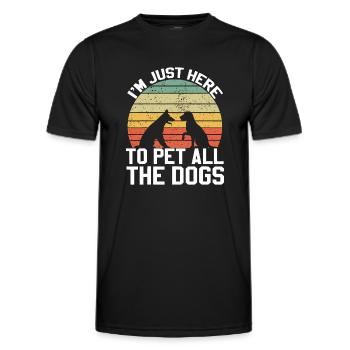 Vintage Ich bin nur hier, um alle Hunde zu streicheln - Männer Funktions-T-Shirt - Schwarz - Vorne - AI Model Male 178 dark (178cm)