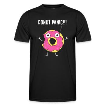 Donut-Donut-Panik Keine Panik Lustige Donuts - Männer Funktions-T-Shirt - Schwarz - Vorne - AI Model Male 178 dark (178cm)