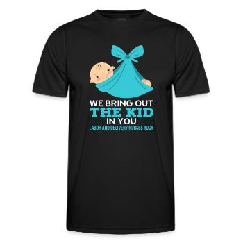 Infirmières d’accouchement Nous faisons ressortir l’enfant en vous - T-shirt sport Homme - noir - Devant - AI Model Male 178 dark (178cm)