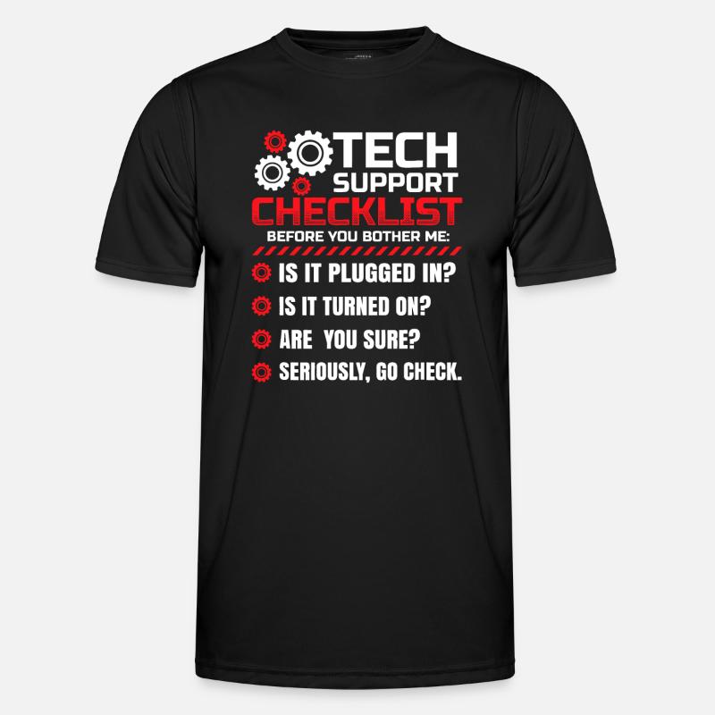 Lustige Checkliste für den technischen Support Helpdesk - Männer Funktions-T-Shirt - Schwarz
