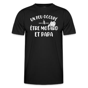 Un peu occupé à être motard et papa t-shirt moto - T-shirt sport Homme - noir - Devant - AI Model Male 178 dark (178cm)