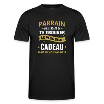 Parrain le plus beau cadeau c'est nous humour - T-shirt sport Homme - noir - Devant - AI Model Male 178 dark (178cm)