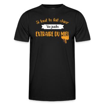 Si tout te fait chier va juste extraire du miel - T-shirt sport Homme - noir - Devant - AI Model Male 178 dark (178cm)