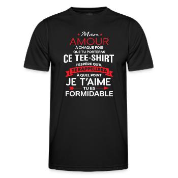 Mon amour je t aime tu es formidable - T-shirt sport Homme - noir - Devant - AI Model Male 178 dark (178cm)