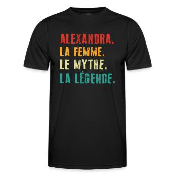 Alexandra die Frau der Mythos die Legende - Männer Funktions-T-Shirt - Schwarz - Vorne - AI Model Male 178 dark (178cm)
