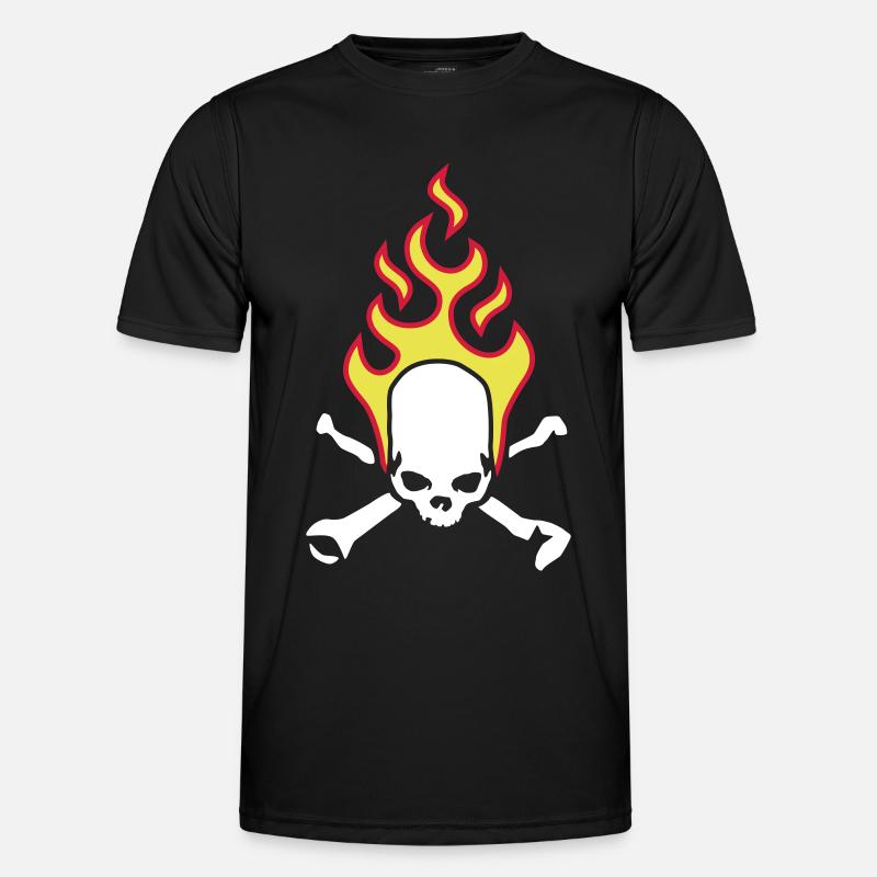 fire_skull_bones_b_3c - Männer Funktions-T-Shirt - Schwarz