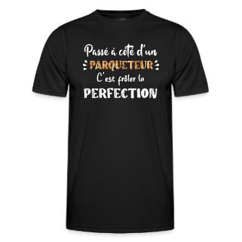 Passé à côté d'un parqueteur t-shirt homme - T-shirt sport Homme - noir - Devant - AI Model Male 178 dark (178cm)