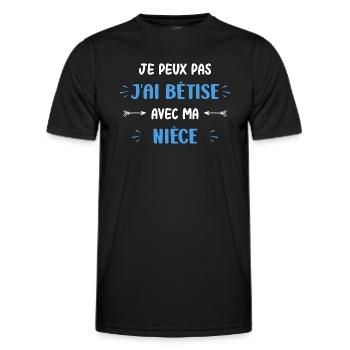Je peux pas j'ai bêtise avec ma niece - T-shirt sport Homme - noir - Devant - AI Model Male 178 dark (178cm)