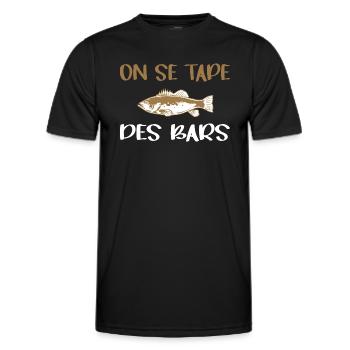 On se tape des bars t-shirt pêcheur humour - T-shirt sport Homme - noir - Devant - AI Model Male 178 dark (178cm)