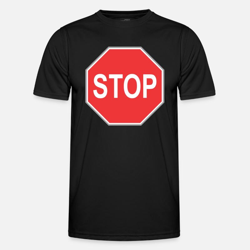 Stoppschild - Männer Funktions-T-Shirt - Schwarz