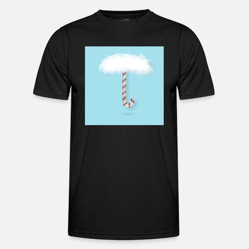 Candy Cane with Clouds - Men's Functional T-Shirt - black